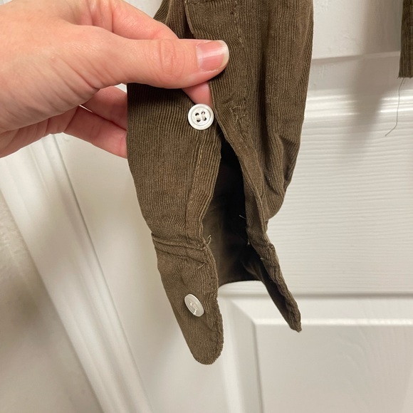 Emily Phillips Brown Corduroy Cropped Button Down - Picture 4 of 10